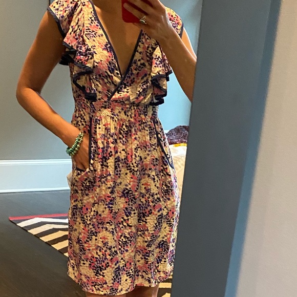 Yumi Kim Silk Mini Dress XS Flutter Sleeve 0 2 - Picture 4 of 13